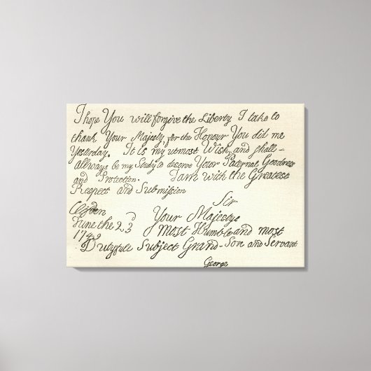Brief van George III aan zijn grootvader Canvas Afdruk (Voorkant)