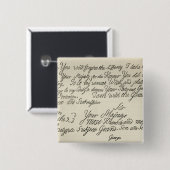 Brief van George III aan zijn grootvader Vierkante Button 5,1 Cm (Voorkant /achterkant)