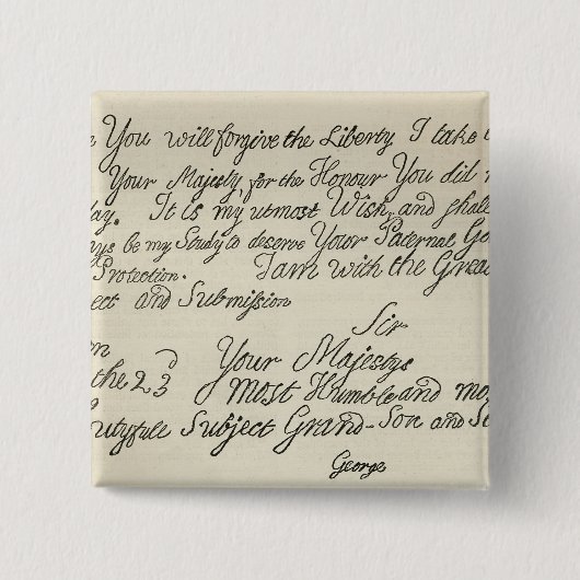 Brief van George III aan zijn grootvader Vierkante Button 5,1 Cm (Voorkant)