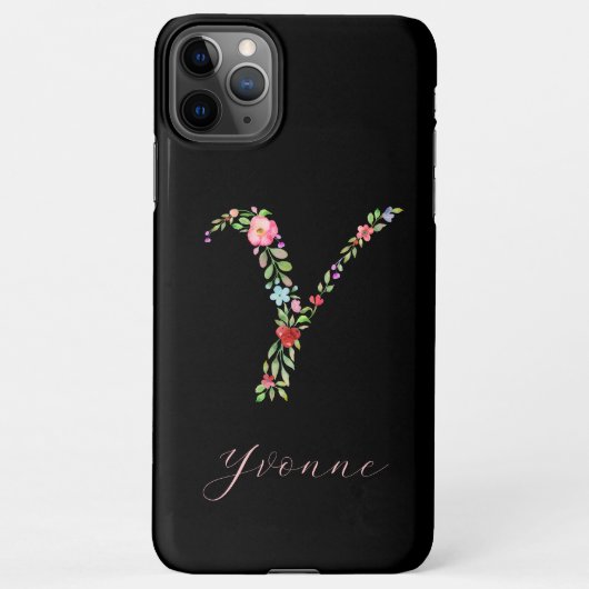 Brief van gepersonaliseerde Waterverf Floral Monog iPhone Hoesje (Achterkant)