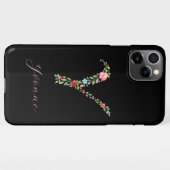 Brief van gepersonaliseerde Waterverf Floral Monog iPhone Hoesje (Achterkant horizontaal)