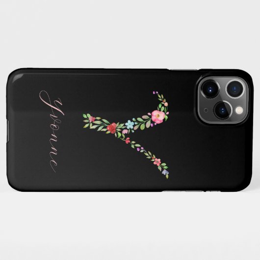 Brief van gepersonaliseerde Waterverf Floral Monog iPhone Hoesje (Achterkant horizontaal)