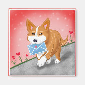 Brief van gezoet hart afgegeven door Corgi Magneet (Voorkant)