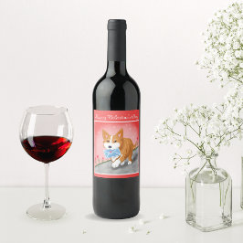 Brief van gezoet hart afgegeven door Corgi Wijn Etiket