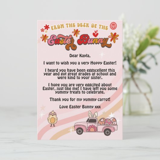 Brief van Groovy Easter Bunny Kaart (Staand voorkant)