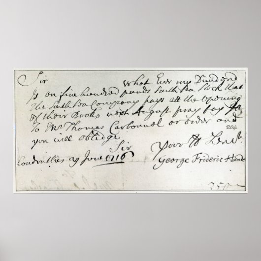 Brief van Handel, juni 1716 Poster (Voorkant)