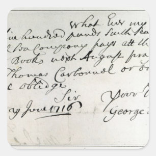 Brief van Handel, juni 1716 Vierkante Sticker