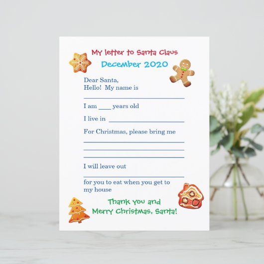 Brief van het  kind aan de Santa (Staand voorkant)