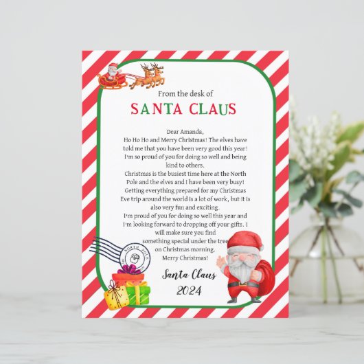 Brief van Kerstman Kerstmis (Staand voorkant)