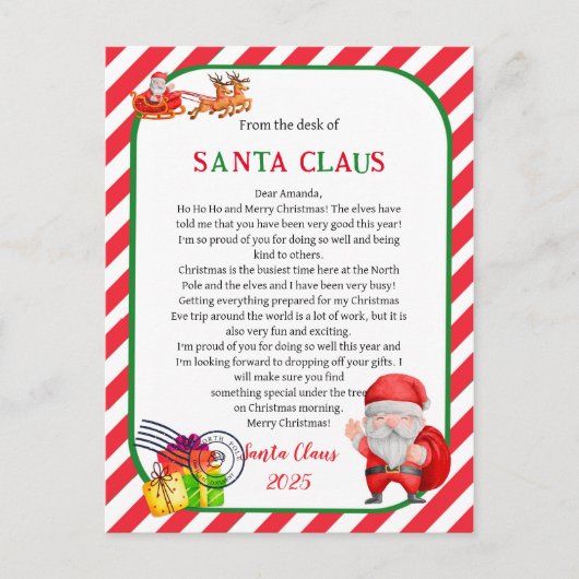 Brief van Kerstman Kerstmis Briefkaart (Voorkant)