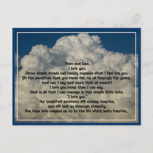 Brief van liefde voor ouders briefkaart (Voorkant)