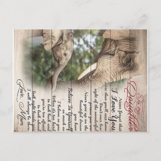 Brief van mama aan dochter, verjaardagscadeau voor briefkaart (Voorkant)