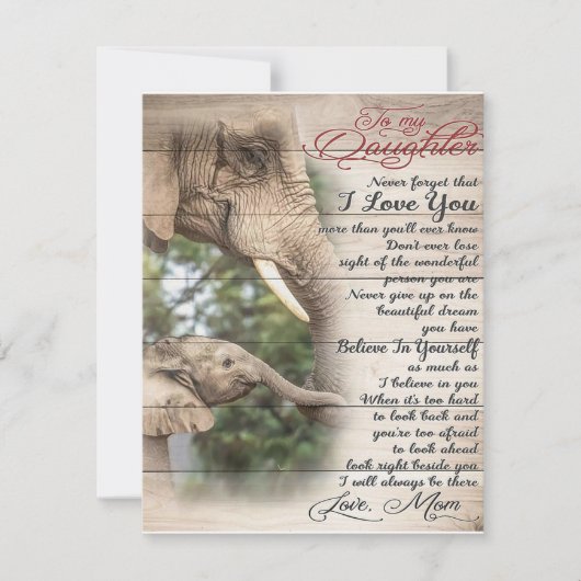 Brief van mama aan mijn dochter, verjaardagscadeau kaart (Voorkant)