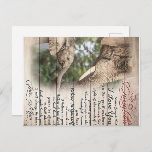 Brief van moeder aan dochter, verjaardagscadeau vo briefkaart (Voorkant / Achterkant)