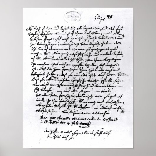 Brief van Mozart aan zijn vader van 5 april Poster (Voorkant)