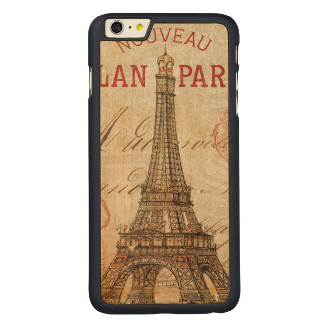 Brief van Parijs Carved Wood iPhone Hoesje (Achterkant)