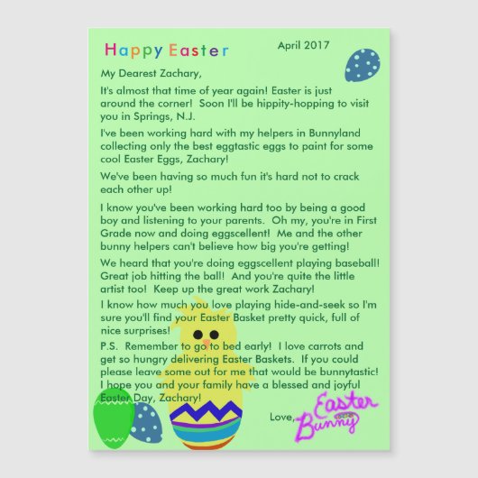 Brief van Pasen Bunny Chick Egg Magnetic (Voorkant)