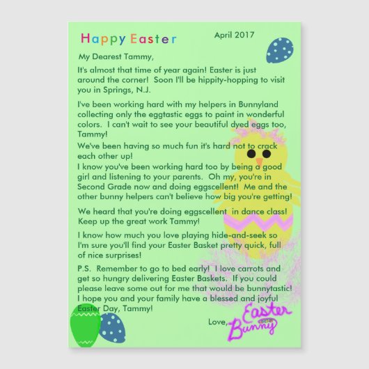 Brief van Pasen Bunny Yellow Pink Chick Egg (Voorkant)