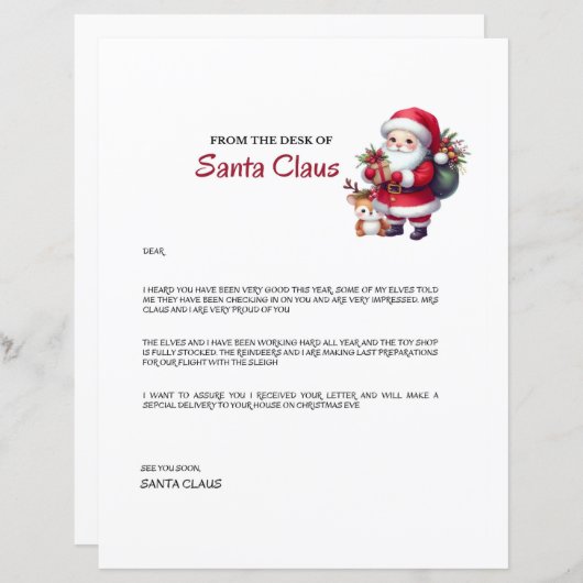 Brief van Santa (Voorkant / Achterkant)