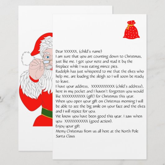  brief van Santa 2 Stationery Briefpapier (Voorkant / Achterkant)