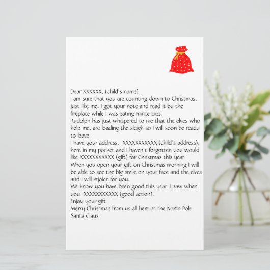 brief van Santa 2 Stationery Briefpapier (Staand voorkant)