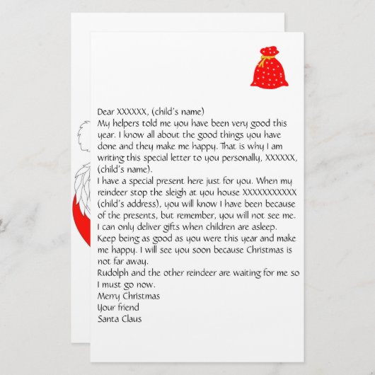  brief van Santa 3 Stationery Briefpapier (Voorkant / Achterkant)