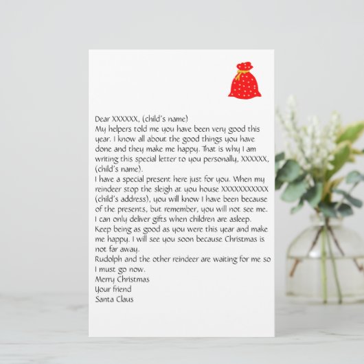  brief van Santa 3 Stationery Briefpapier (Staand voorkant)