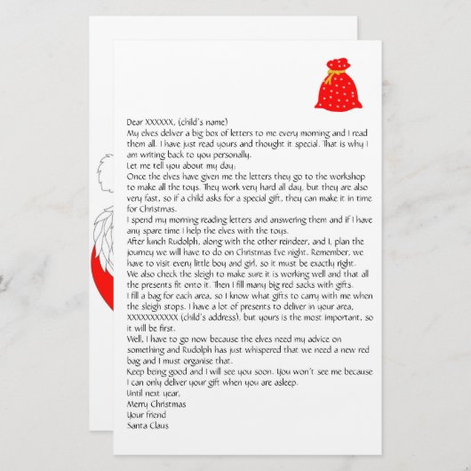  brief van Santa 4 Stationery Briefpapier (Voorkant / Achterkant)