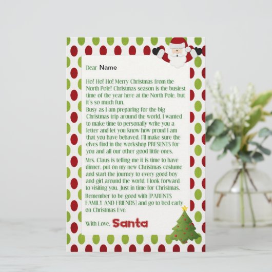 Brief van Santa Briefpapier (Staand voorkant)