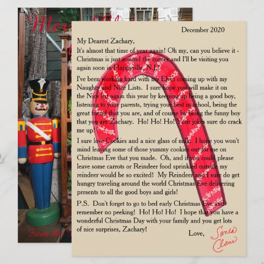 Brief van Santa Candy Cane Nutcrackers Feestdagenkaart (Voorkant / Achterkant)
