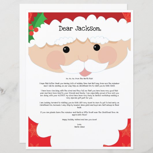 Brief van Santa Claus (Voorkant / Achterkant)