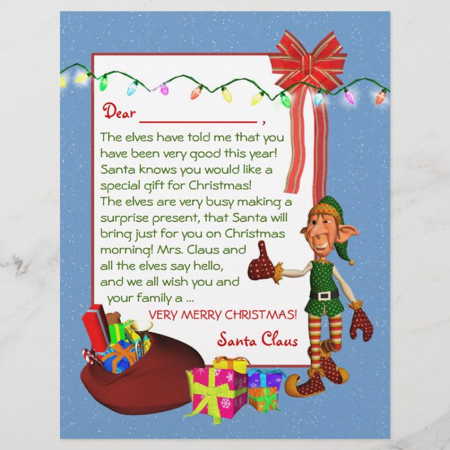 Brief van Santa - Elf en toys Letterhead (Voorkant)