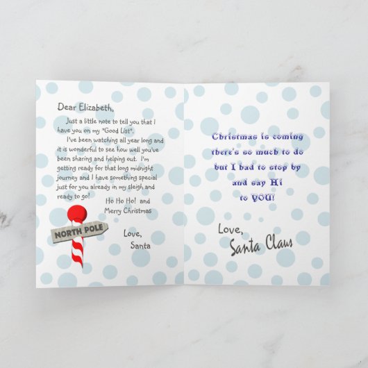 Brief van Santa Feestdagen Kaart (Binnen)