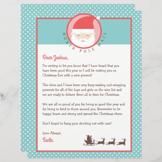 Brief van Santa gepersonaliseerde & kleurplaat (Voorkant / Achterkant)
