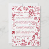 Brief van Santa Hand Draw Doodle, Santa Kaart (Voorkant)