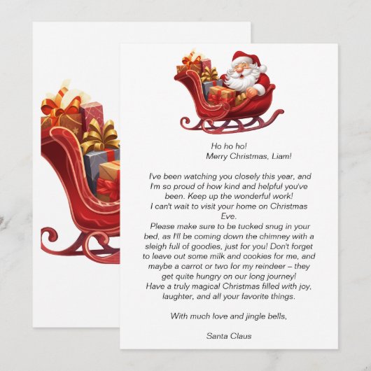 Brief van Santa Kaart (Voorkant / Achterkant)