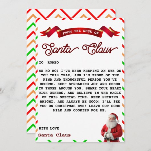 Brief van Santa Kaart (Voorkant / Achterkant)