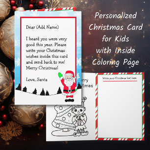 Brief van Santa   Kerstlijst   Pagina kleuren Kaart