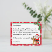 Brief van Santa, lijst van Nice, voor kinderen Briefkaart (Staand voorkant)