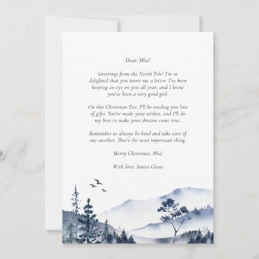 Brief van Santa naar baby Blauwe Kerstwinter Feestdagenkaart (Voorkant)