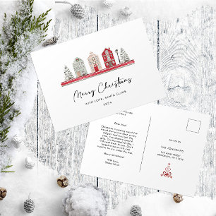 Brief van Santa naar baby Kerst Schattigee Huizen Briefkaart