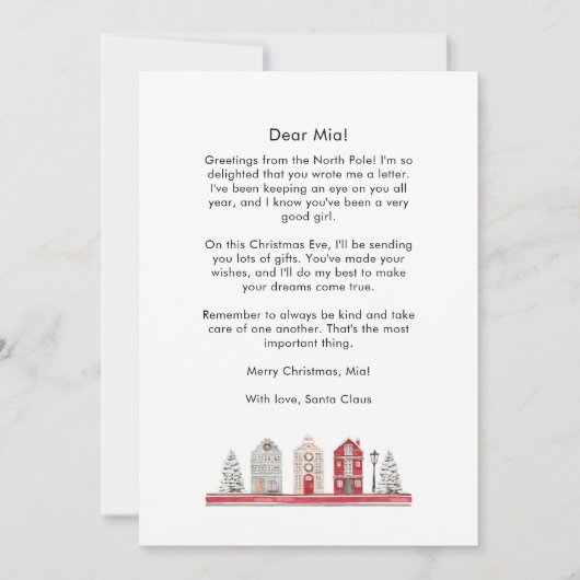 Brief van Santa naar baby Kerst Schattigee Huizen Feestdagenkaart (Voorkant)