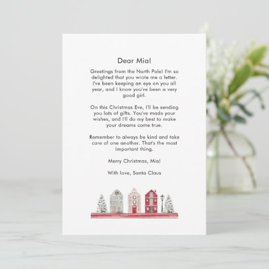 Brief van Santa naar baby Kerst Schattigee Huizen Feestdagenkaart (Staand voorkant)