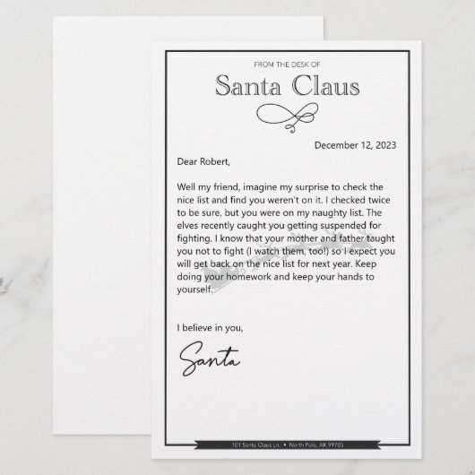 Brief van Santa Naughty bewerkbaar (Voorkant / Achterkant)