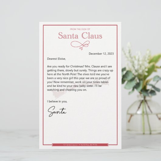 Brief van Santa Nice bewerkbaar (Staand voorkant)