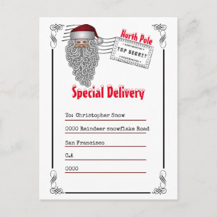 Brief van Santa North Pole aan kinderen Briefkaart