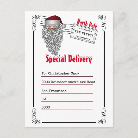 Brief van Santa North Pole aan kinderen Briefkaart (Voorkant)