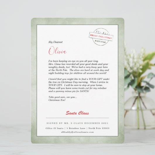 Brief van Santa North Pole Feestdagenkaart (Staand voorkant)