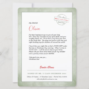 Brief van Santa North Pole Feestdagenkaart