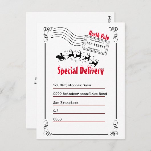 Brief van Santa North Pole reactie kinder Briefkaart (Voorkant / Achterkant)